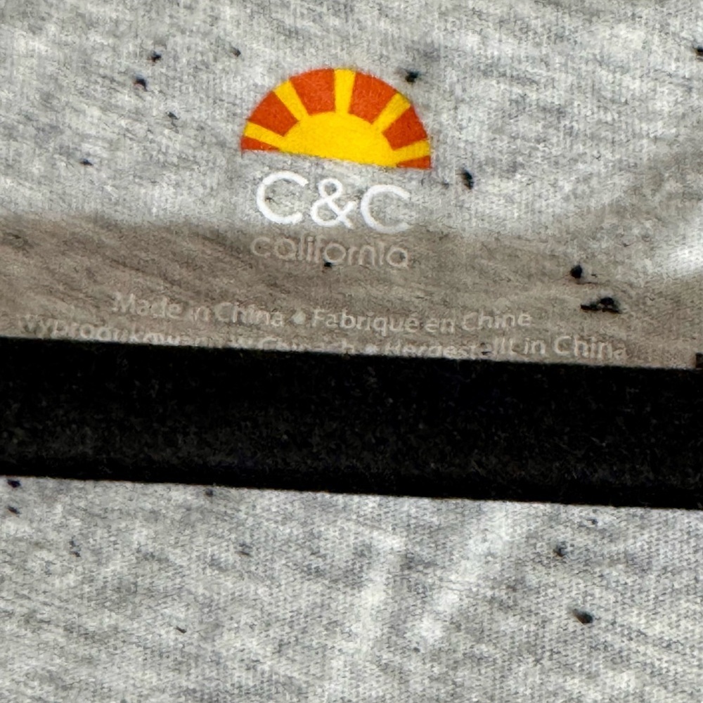 C&C California Light Gray Speckled V-Neck Tee - Picture 2 of 3